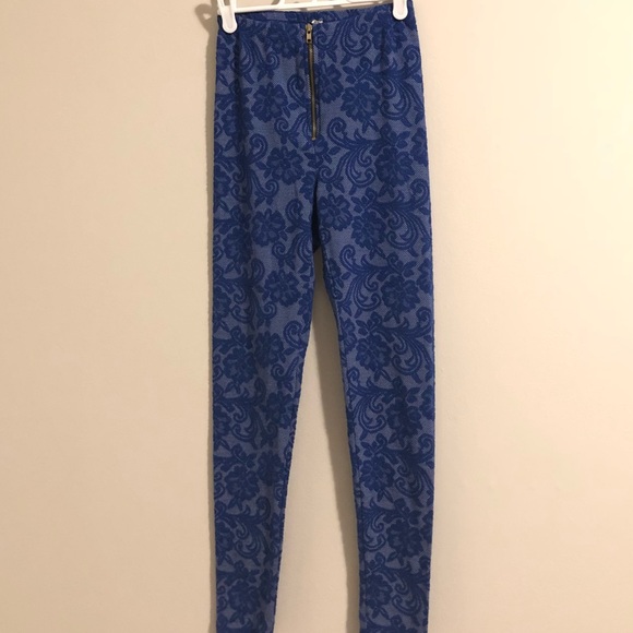 KTOO high waist cobalt blue lace overlay leggings - Picture 3 of 10